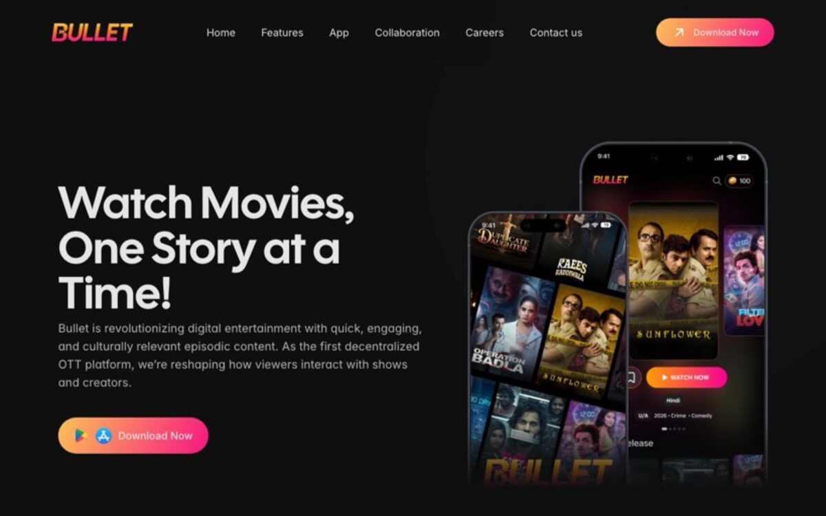 Bullet homepage, designed by Two Cents