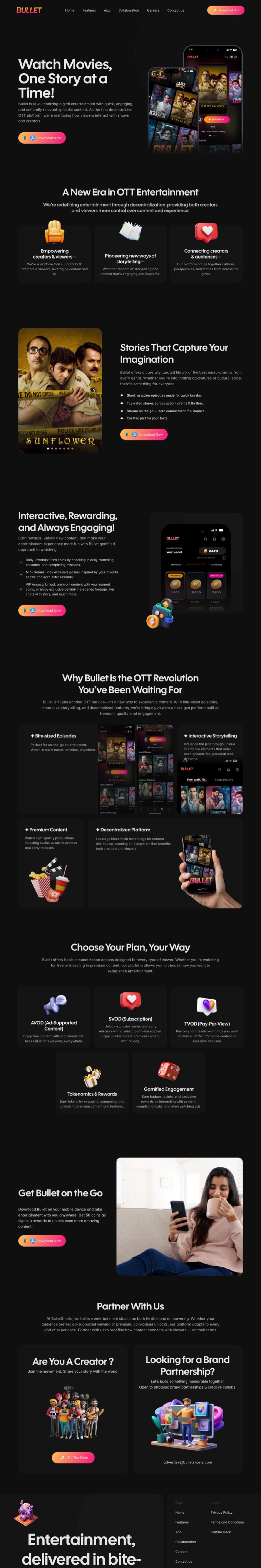 Bullet website, full page