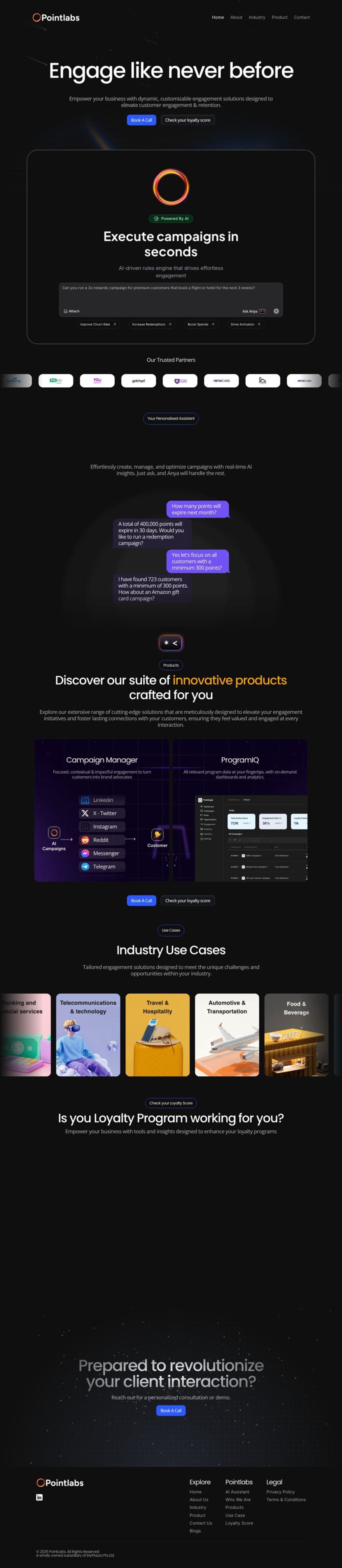 Pointlabs website, full page