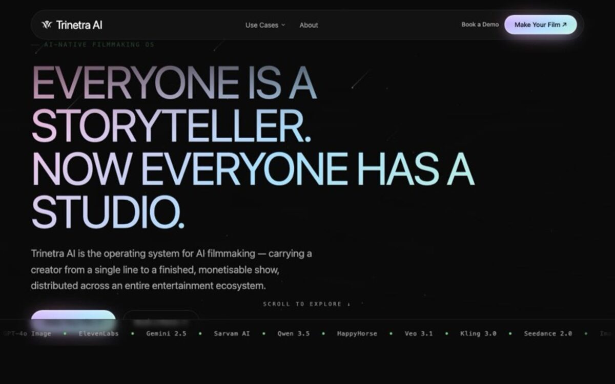Trinetra homepage, designed by Two Cents